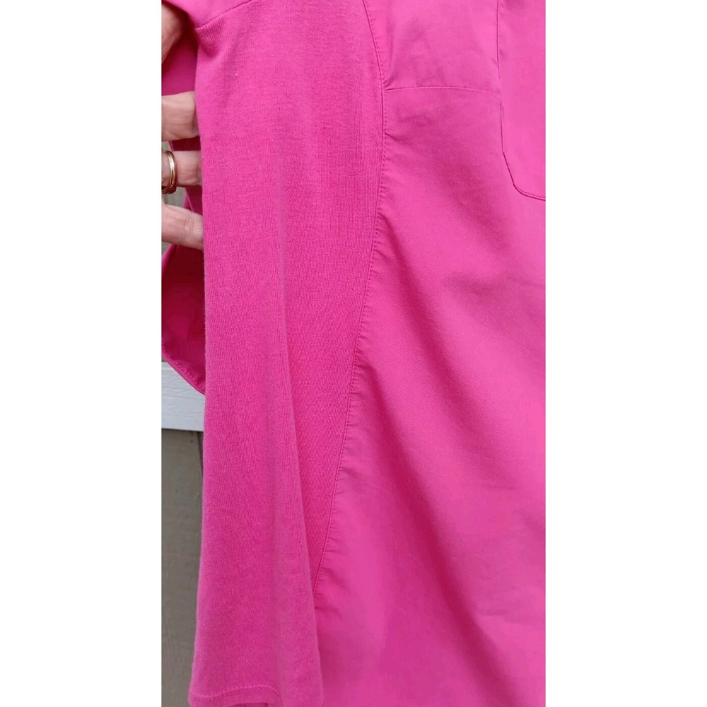 Rebecca Malone Women's 1X Deep Pink 3/4 Sleeve Button Up Shirt Size Band Collar - Picture 7 of 7